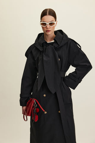 Tokyo Hooded Trench Coat Black