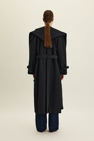 Tokyo Hooded Trench Coat Black