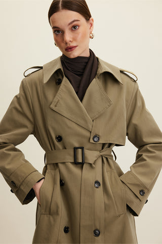 Anika Belted Trench Coat Khaki