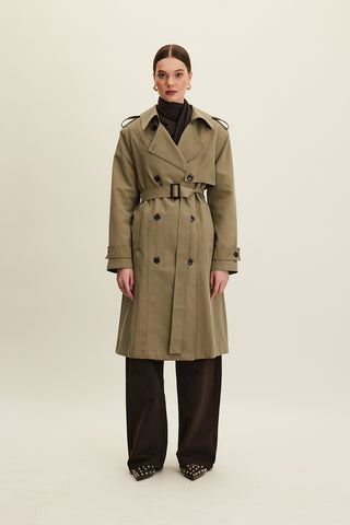 Anika Belted Trench Coat Khaki