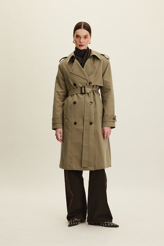 Anika Belted Trench Coat Khaki