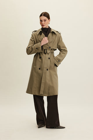 Anika Belted Trench Coat Khaki