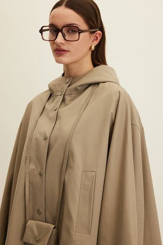 Cape Trench Coat With Bag Detail Sage