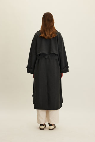 Nicola Double Breasted Trench Coat Anthracite