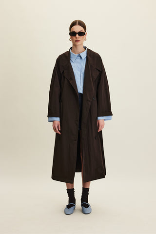 Jude Oversized Trench Coat Dark Brown