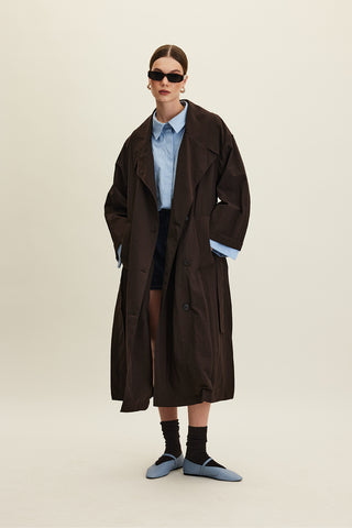 Jude Oversized Trench Coat Dark Brown