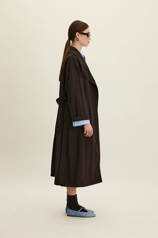 Jude Oversized Trench Coat Dark Brown