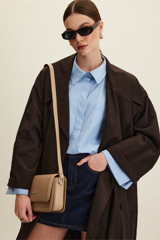 Jude Oversized Trench Coat Dark Brown