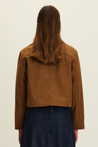 Faux Suede Short Jacket Camel