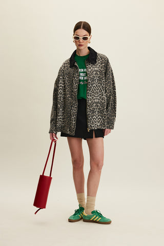 Patterned Gabardine Jacket Leopard