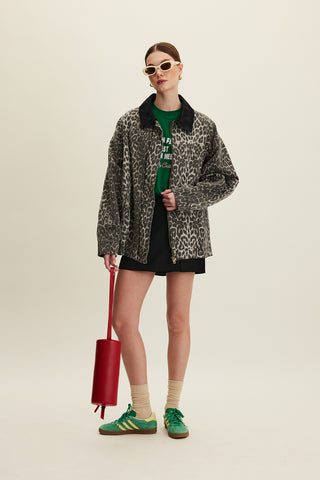 Patterned Gabardine Jacket Leopard