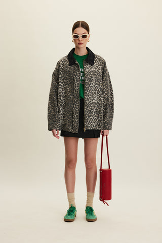 Patterned Gabardine Jacket Leopard