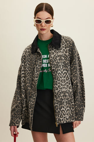 Patterned Gabardine Jacket Leopard