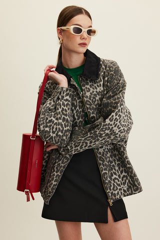 Patterned Gabardine Jacket Leopard