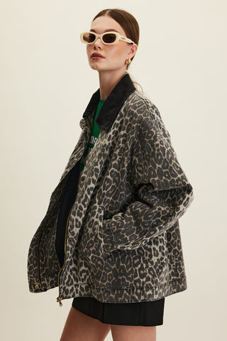 Patterned Gabardine Jacket Leopard