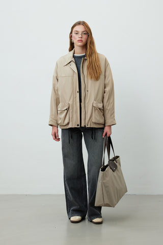 Oversize Bomber Coat Camel