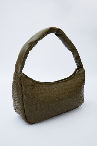 Frances Woven Oval Bag Green