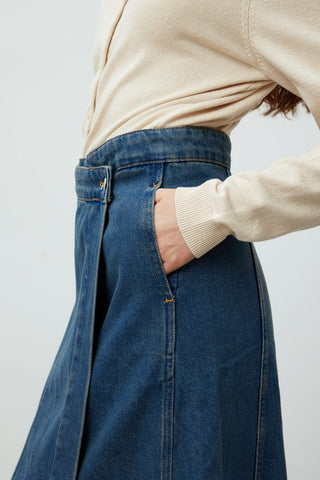 Wrap Denim Skirt Blue