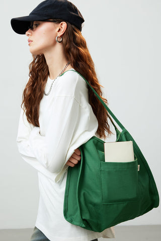 Canvas Bag With Pockets Green