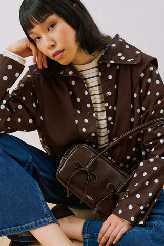 Lola Bow Baguette Bag Brown
