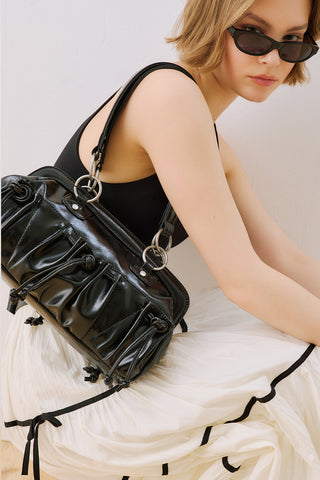 Adela Ruched Pocket Bag Black