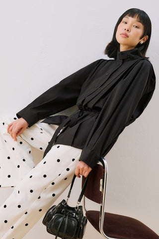 Leni Pleat Detail Shirt Black