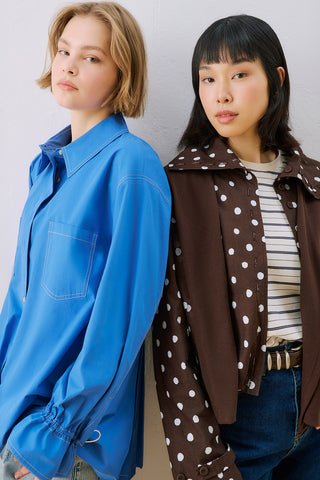 Lenny Pleat Detail Shirt Blue
