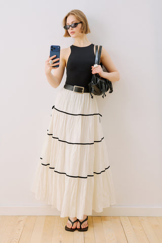 Isabella Striped Skirt Ecru