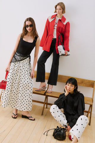 Corset Detail Maxi Skirt Polka Dot