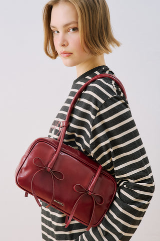 Lola Bow Baguette Bag Burgundy