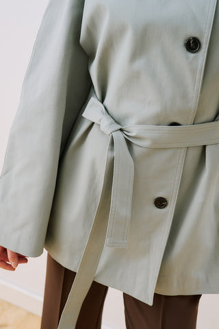 Henna High Neck Trench Coat Blue