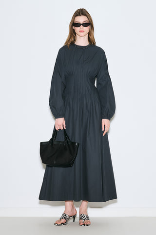 Pleated Waist Dress Navy Blue