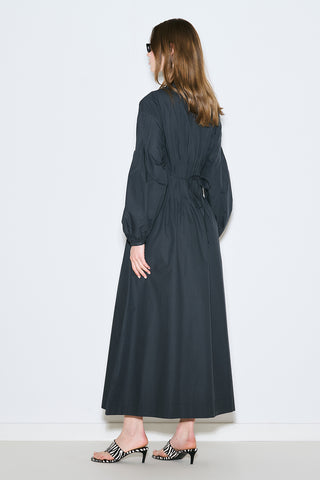 Pleated Waist Dress Navy Blue