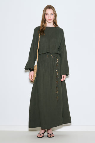 green muslin dress Muslin Plus Size Dress EROS, V Neck Long Muslin Dress With 3/4 Sleeves, Womens Boho Muslin Clothing for Summer, Muslin Oversize Dress
