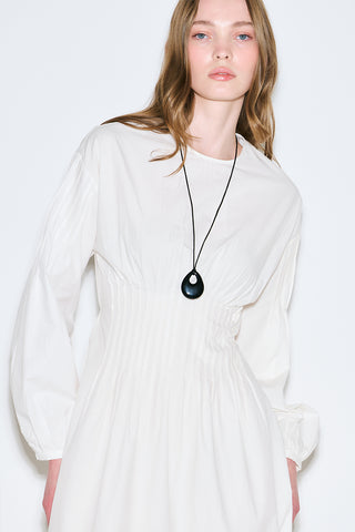 Pleated Waist Dress Ecru