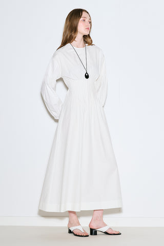 Pleated Waist Dress Ecru