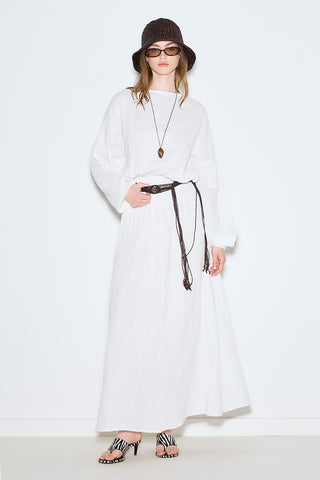 Muslin Gathered Waist Dress Ecru
