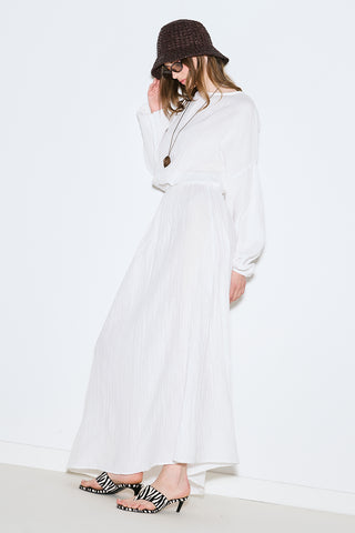 Muslin Gathered Waist Dress Ecru