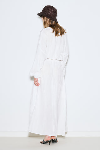 Muslin Gathered Waist Dress Ecru