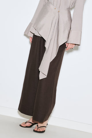 Belt Detail Striped Shirt Grey