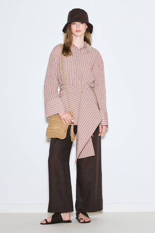 Belt Detail Striped Shirt Dusty Rose