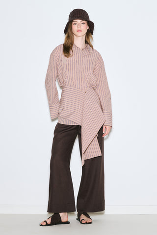 Belt Detail Striped Shirt Dusty Rose