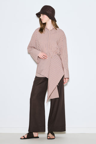 Belt Detail Striped Shirt Dusty Rose