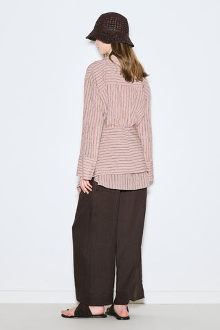 Belt Detail Striped Shirt Dusty Rose