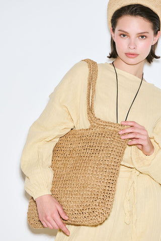 Medium Woven Shoulder Bag Natural