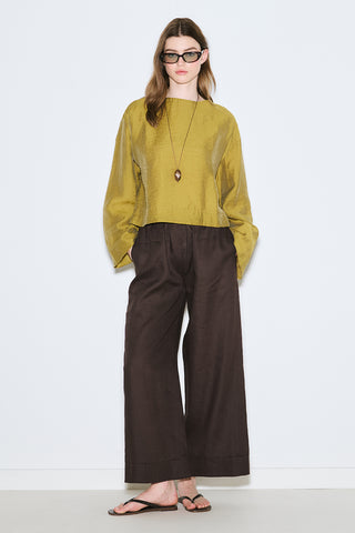 Draped Wide Sleeve Blouse Yellow