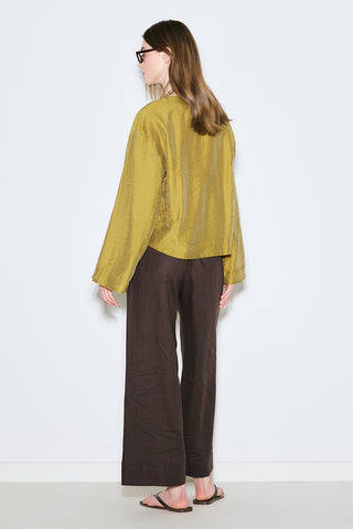 Draped Wide Sleeve Blouse Yellow