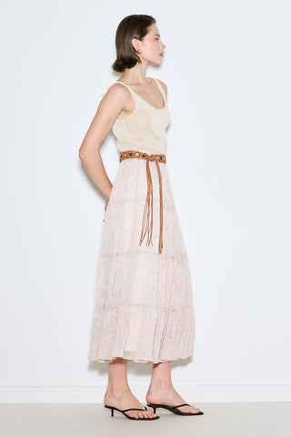Ruched Chiffon Maxi Skirt Blush