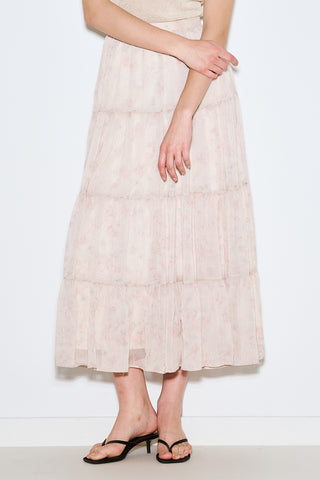 Ruched Chiffon Maxi Skirt Blush