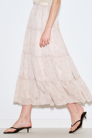 Ruched Chiffon Maxi Skirt Blush